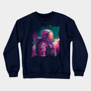 Cosmic Cool: Impressionist Magenta Astronaut Crewneck Sweatshirt